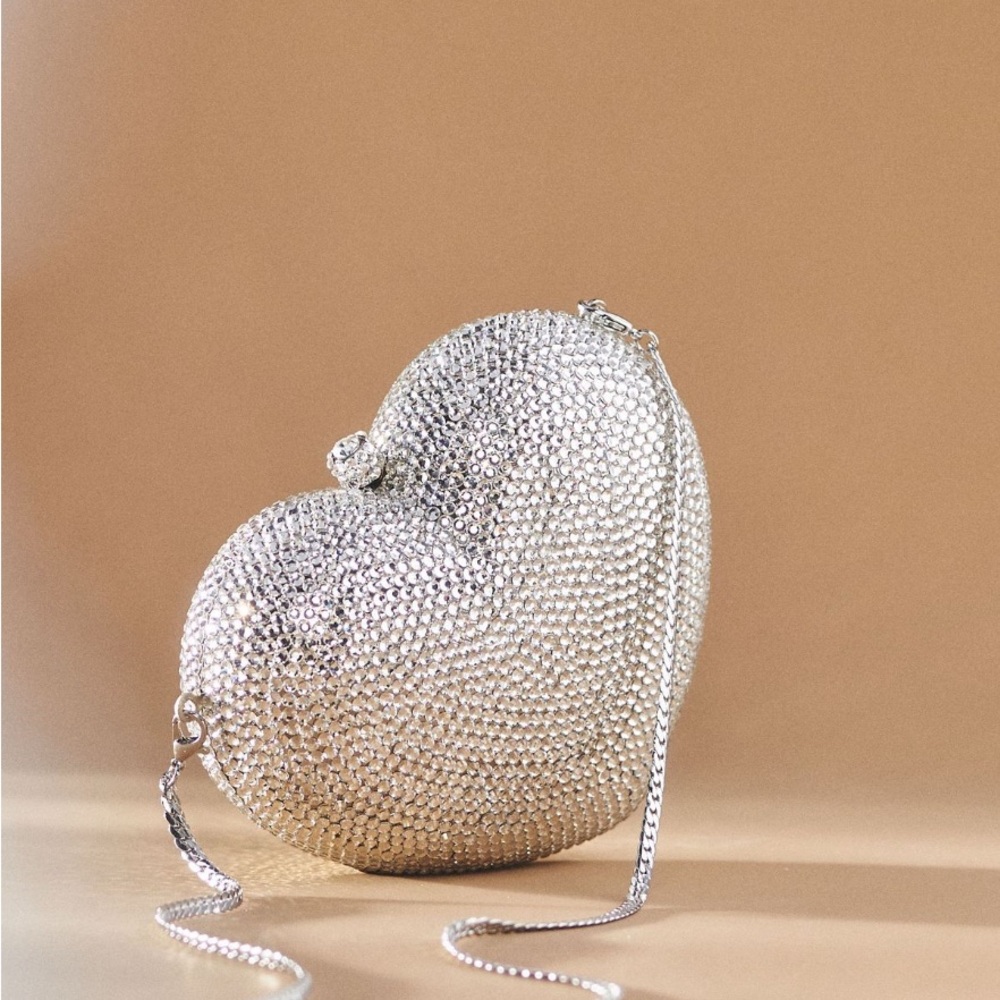 Anthropologie Silver Heart Mini Bag